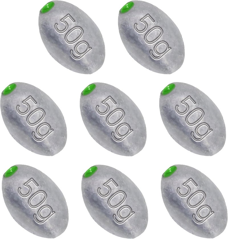 Egg Sinkers Bullet Fishing Weights Oval Shaped with Plastic Core Slip Sinkers for Catfish Fishing Casting Saltwater and Freshwater 1/5oz to 2oz